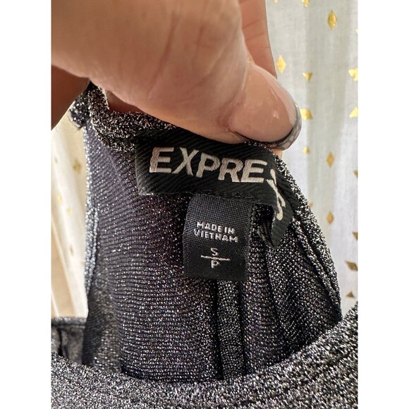 Express Women's Semi Sheer Metallic Shimmer Holiday Racerback Tank Top S - Picture 5 of 7